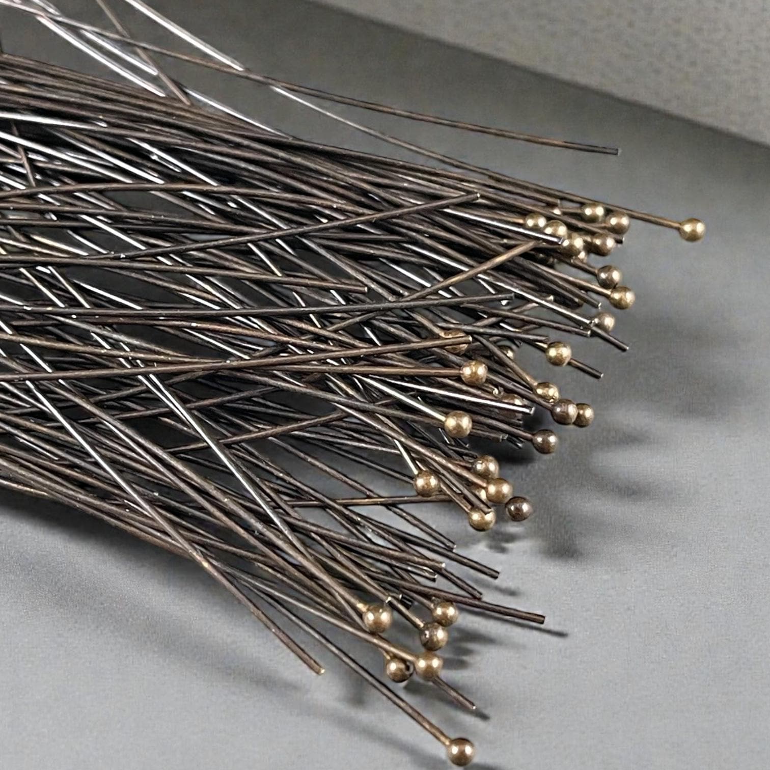 Antiqued Brass Ball Headpins, 2-1/4" 22g Ball Headpins - Bronze Head Pins (PH-BHP-AB) * Qty. 100