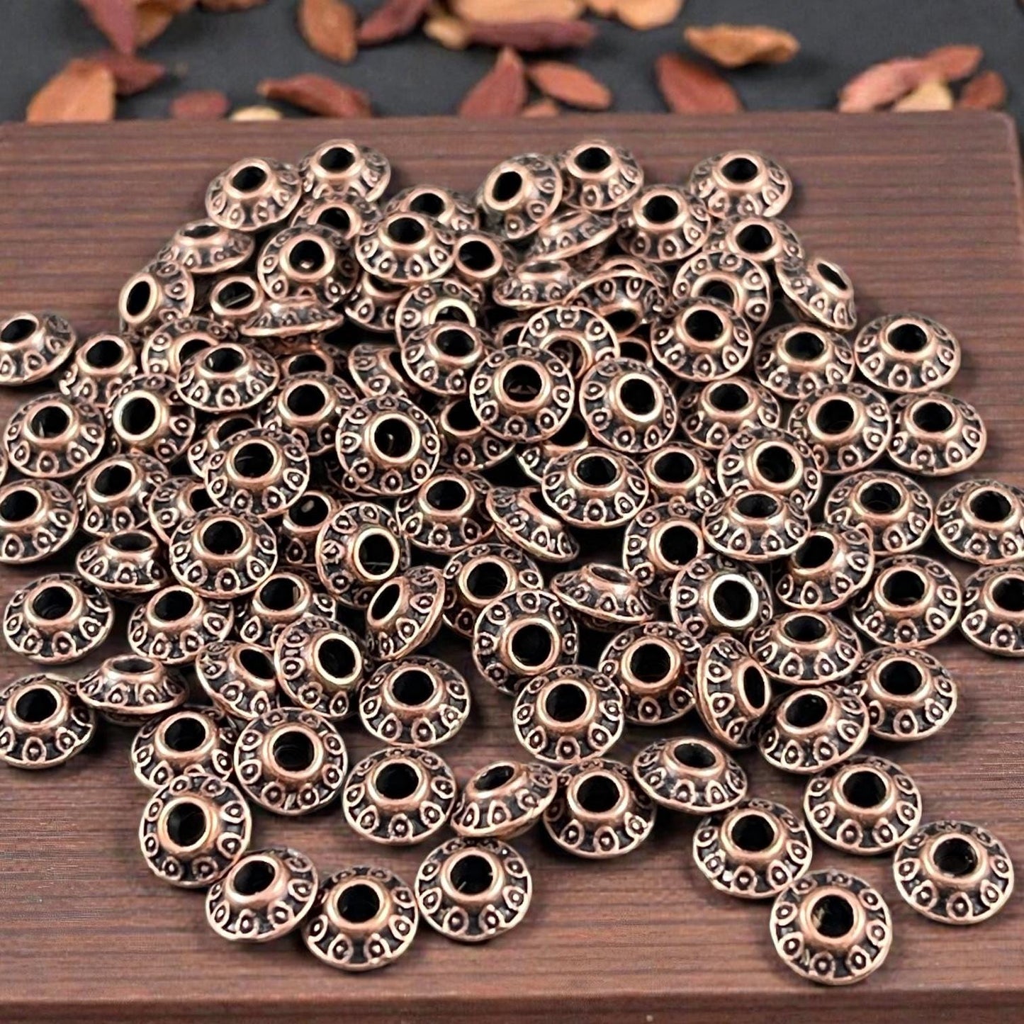 Antiqued Copper Bicone Spacer - 6x3mm Saucer Beads (0725Y-RLF) * 100 Beads