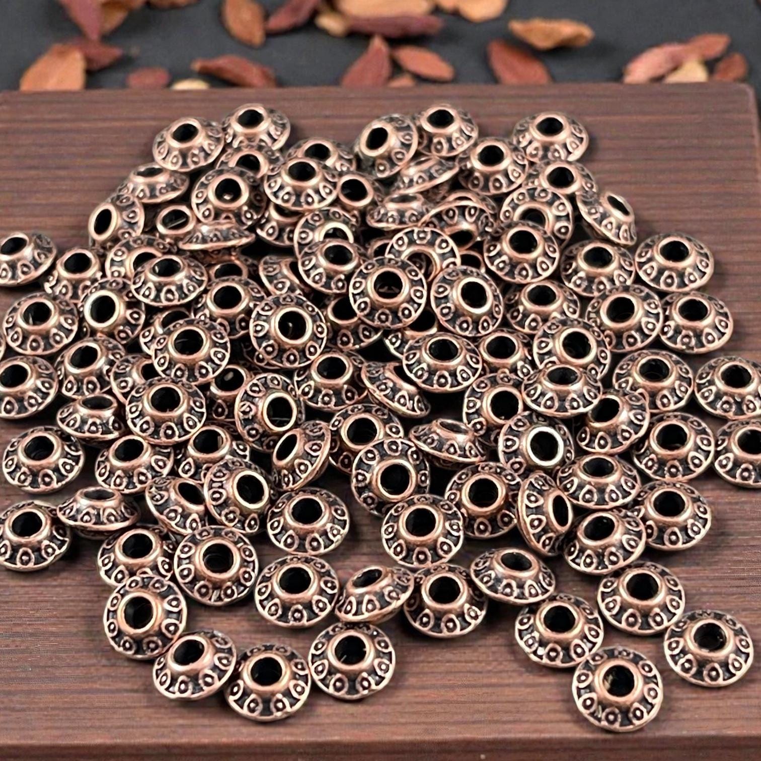 Antiqued Copper Bicone Spacer - 6x3mm Saucer Beads (0725Y-RLF) * 100 Beads