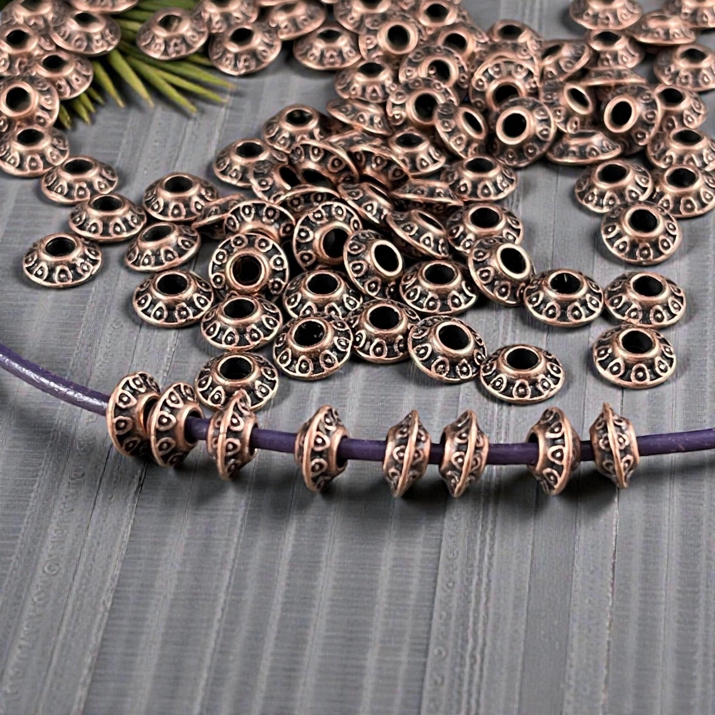 Antiqued Copper Bicone Spacer - 6x3mm Saucer Beads (0725Y-RLF) * 100 Beads