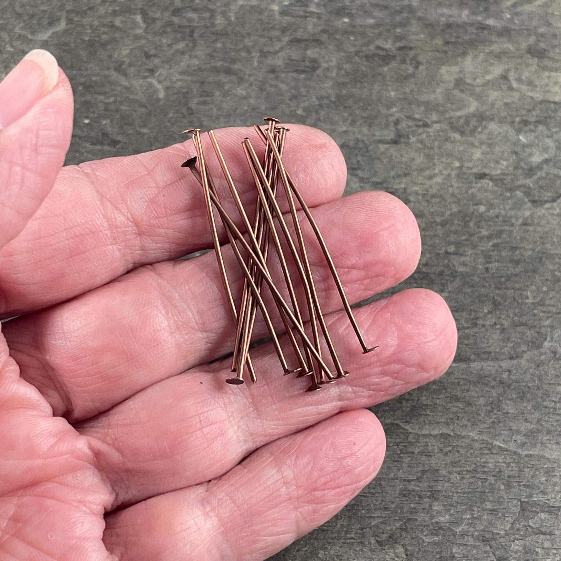 Antiqued Copper FLAT Head Pins, 21 Gauge 1-1/2" Pins for Jewelry Making (HPR4-NF) * Qty. 200