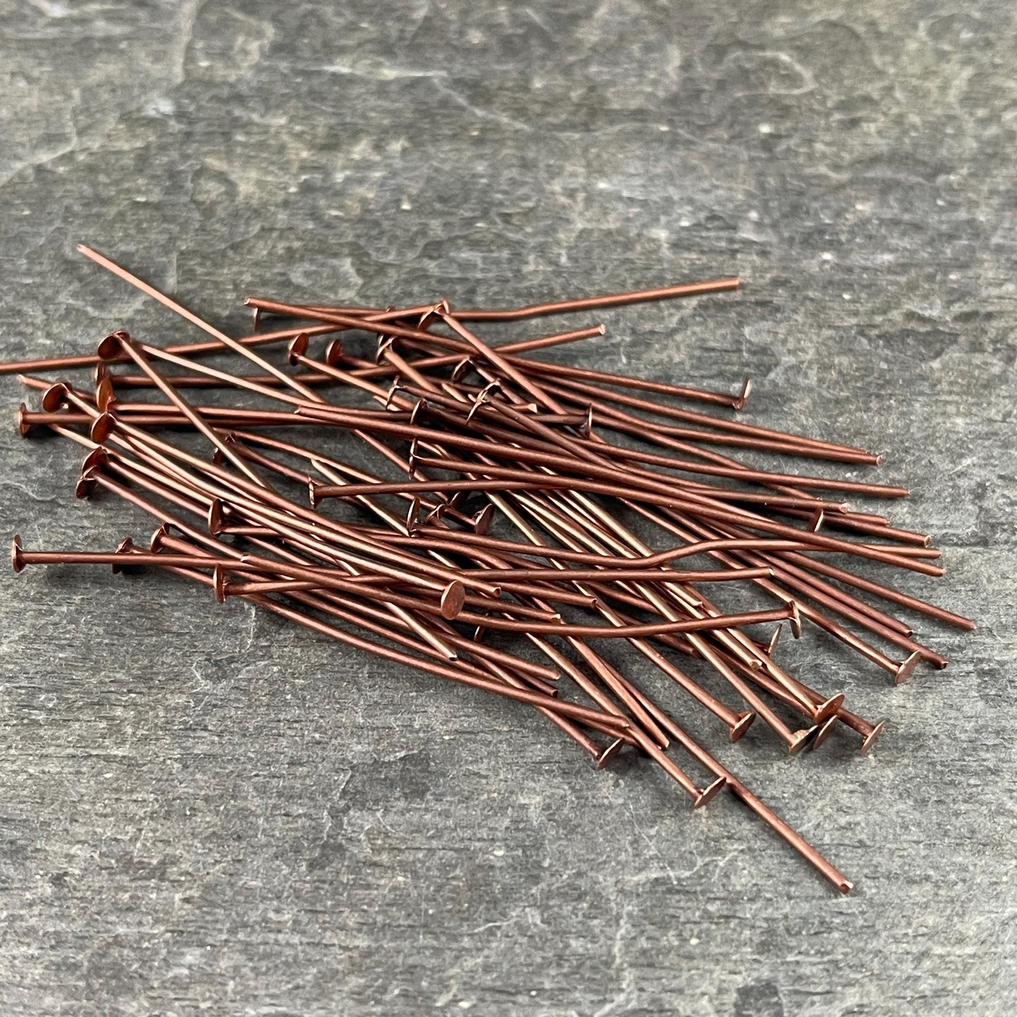 Antiqued Copper FLAT Head Pins, 21 Gauge 1-1/2" Pins for Jewelry Making (HPR4-NF) * Qty. 200