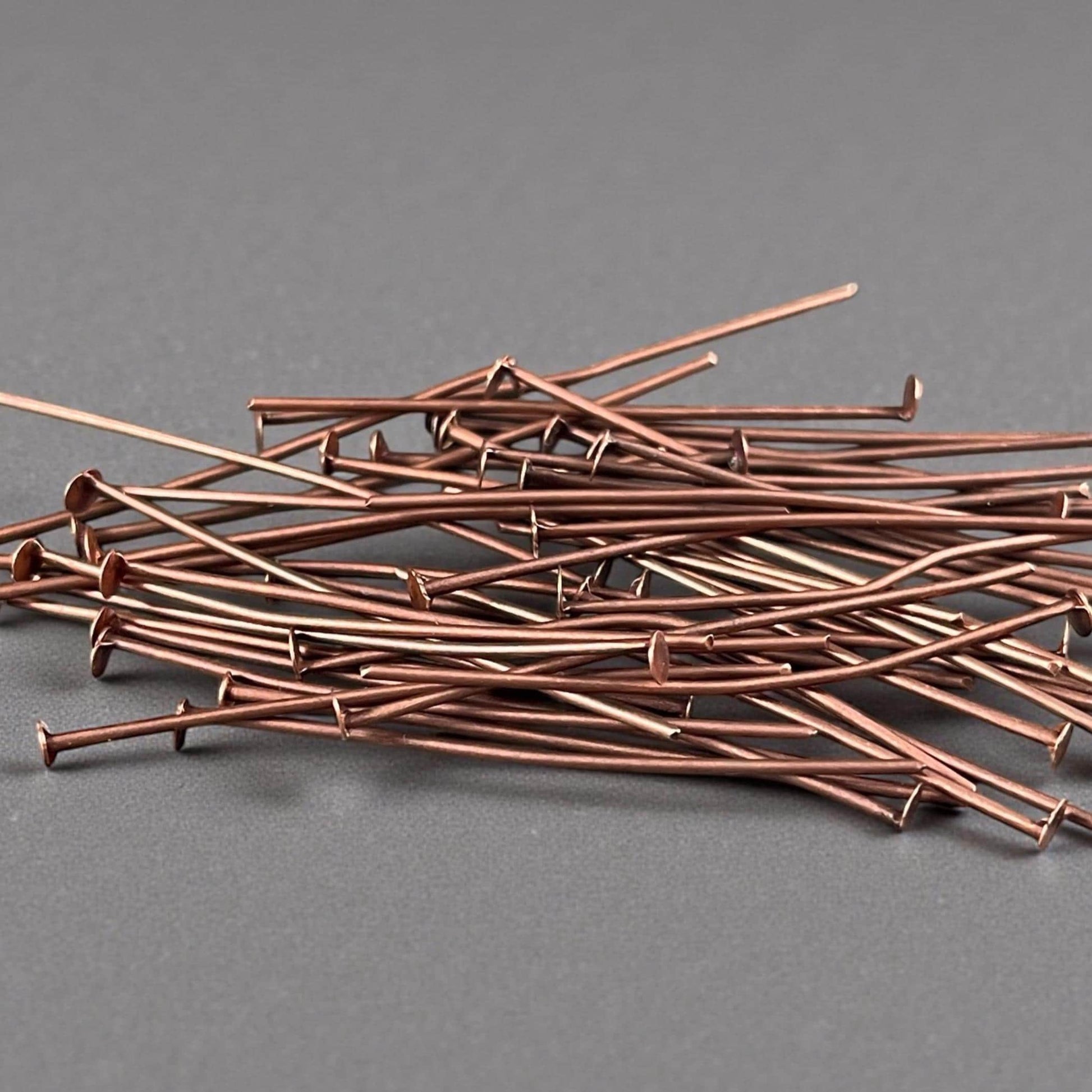 Antiqued Copper FLAT Head Pins, 21 Gauge 1-1/2" Pins for Jewelry Making (HPR4-NF) * Qty. 200