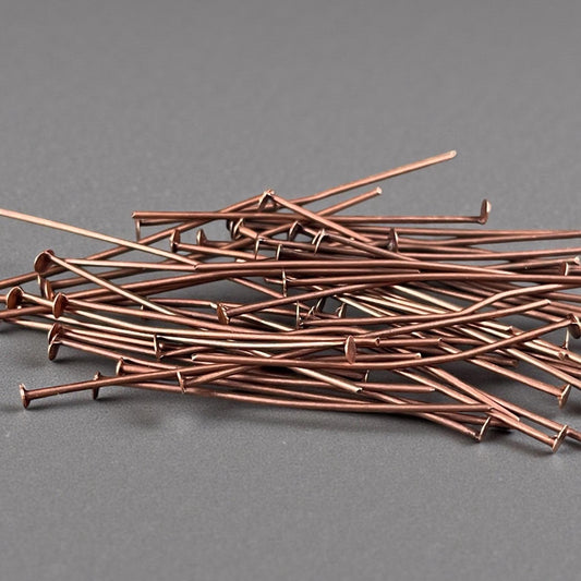 Antiqued Copper FLAT Head Pins, 21 Gauge 1-1/2" Pins for Jewelry Making (HPR4-NF) * Qty. 200