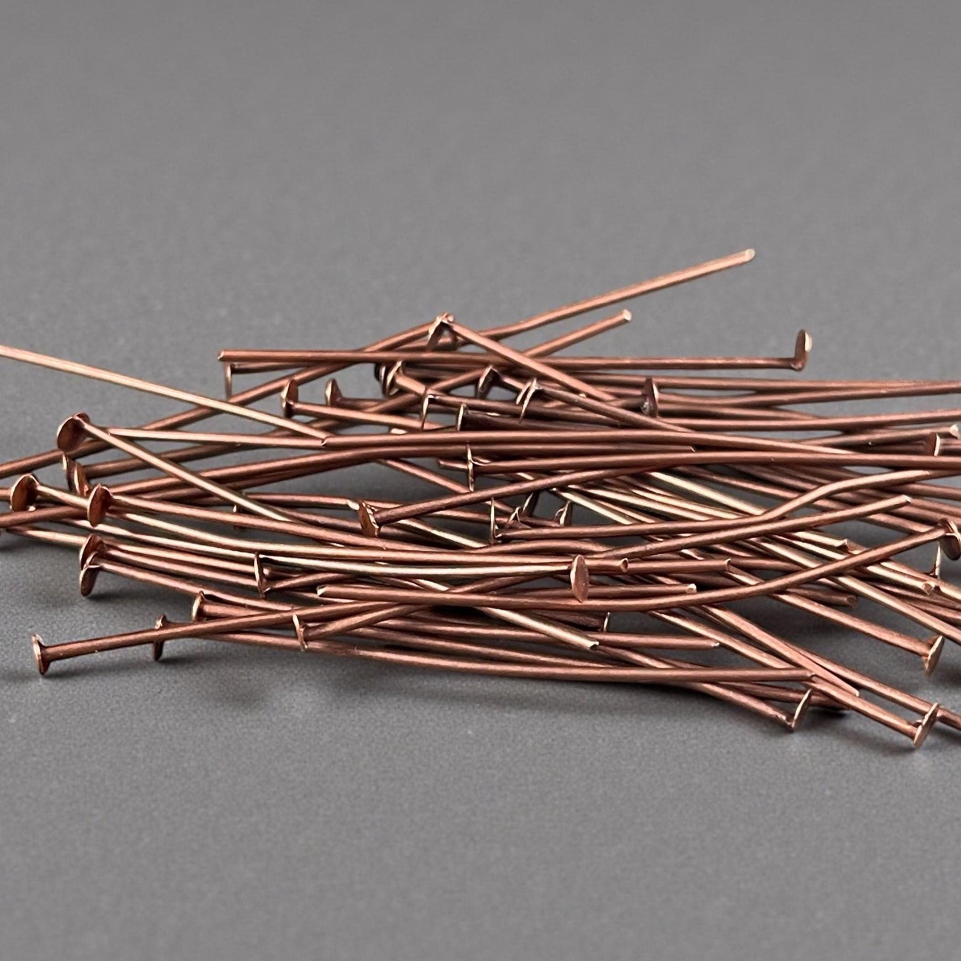 Antiqued Copper FLAT Head Pins, 21 Gauge 1-1/2" Pins for Jewelry Making (HPR4-NF) * Qty. 200