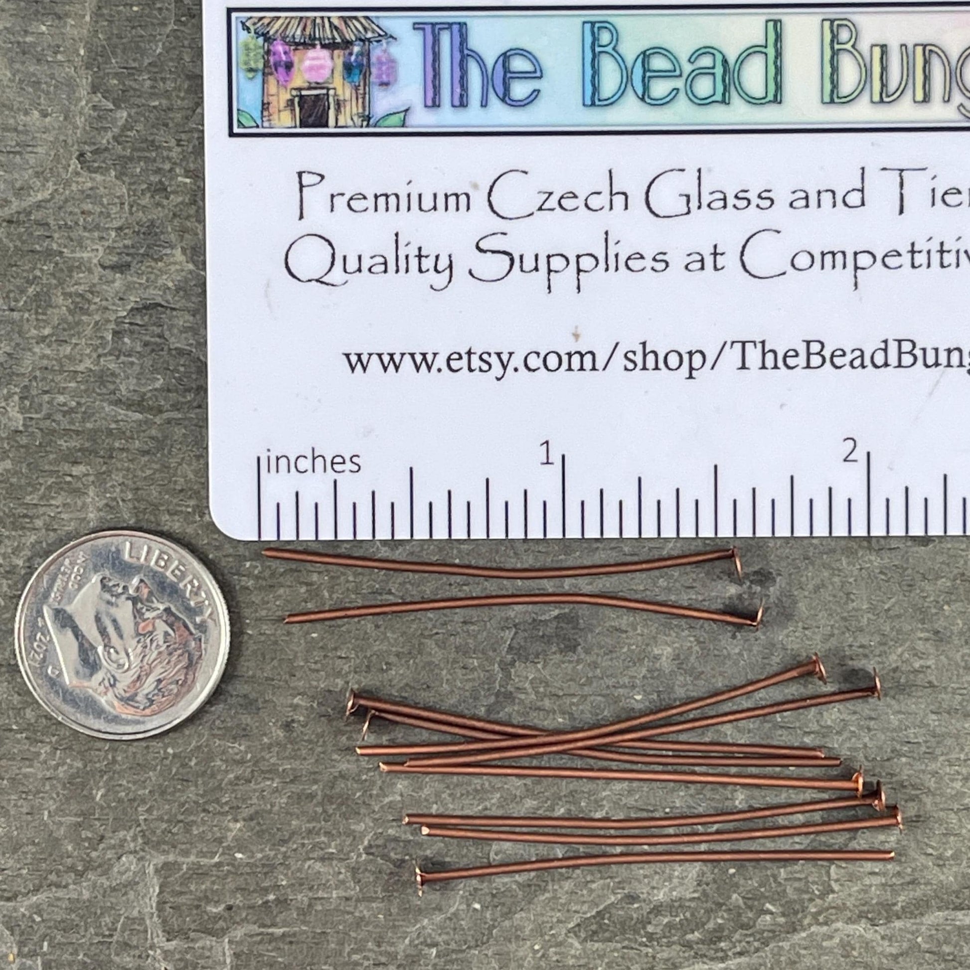 Antiqued Copper FLAT Head Pins, 21 Gauge 1-1/2" Pins for Jewelry Making (HPR4-NF) * Qty. 200
