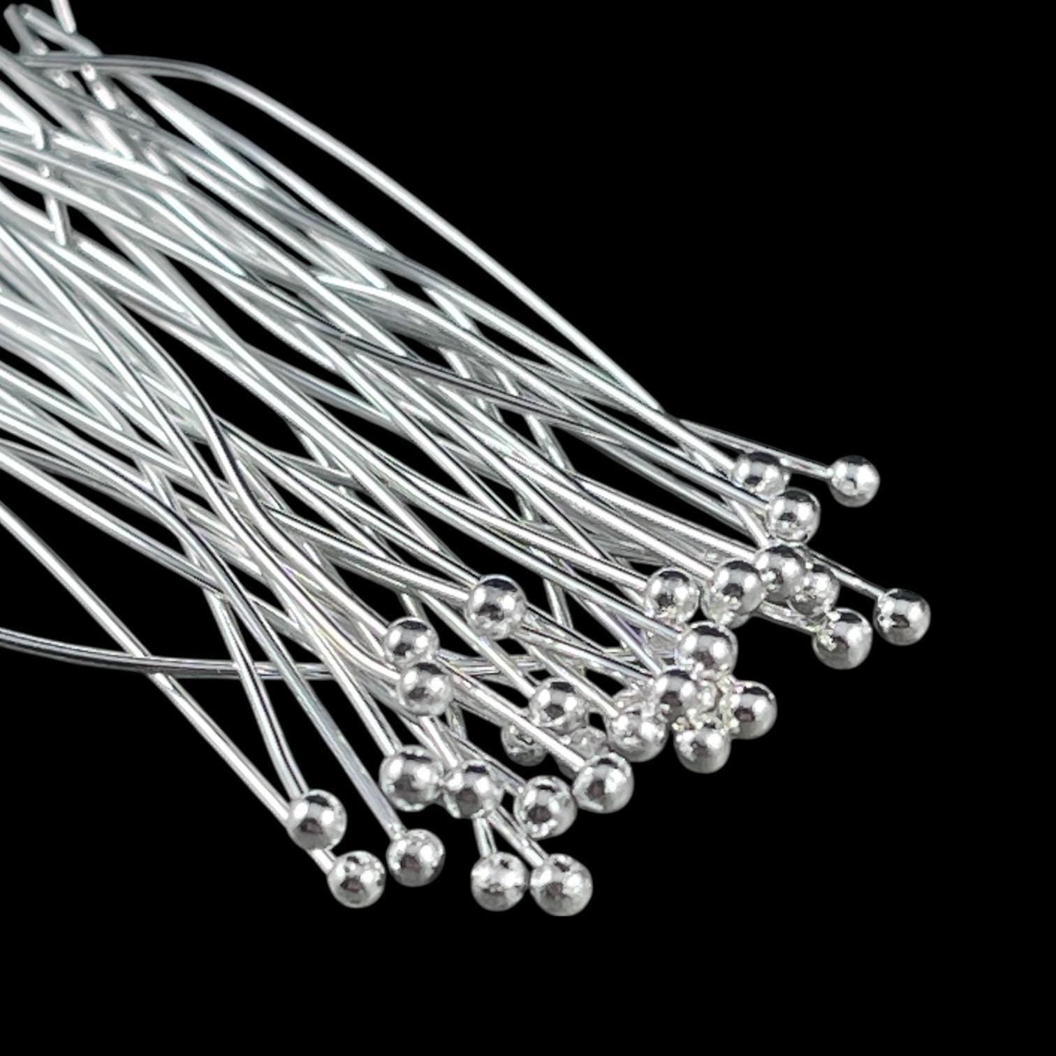 Silver Ball Head Pins, 22 Gauge 1-1/2" Pins for Jewelry Making (PH-PHP-22gS) * Qty. 200