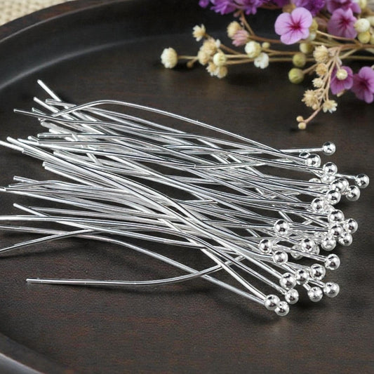 Silver Ball Head Pins, 22 Gauge 1-1/2" Pins for Jewelry Making (PH-PHP-22gS) * Qty. 200