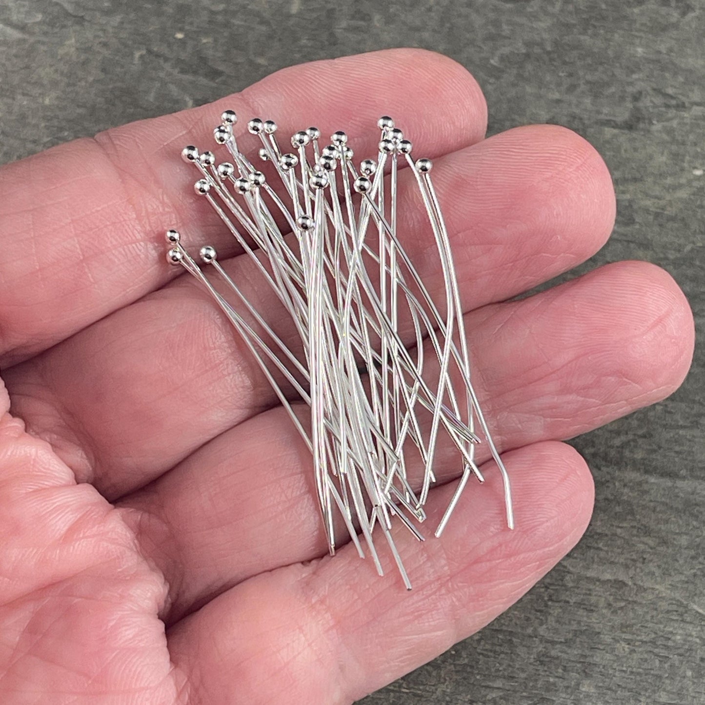 Silver Ball Head Pins, 22 Gauge 1-1/2" Pins for Jewelry Making (PH-PHP-22gS) * Qty. 200