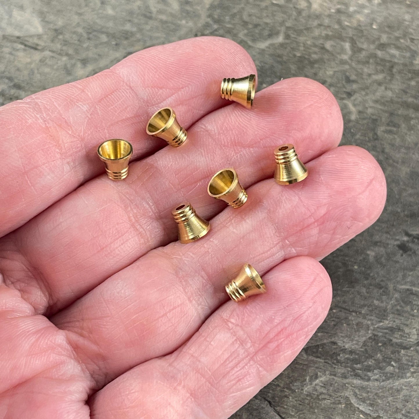Raw Brass 6x5mm Bead Caps, Gold Cone Shape (L184-03C) * Qty. 20