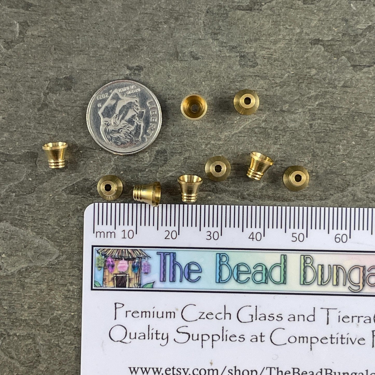 Raw Brass 6x5mm Bead Caps, Gold Cone Shape (L184-03C) * Qty. 20