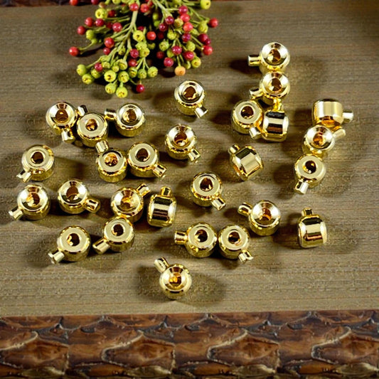 4mm One-Step Crimp Beads for Wire, 18k Gold Plated Brass (Z030-17B-G) * Qty. 20