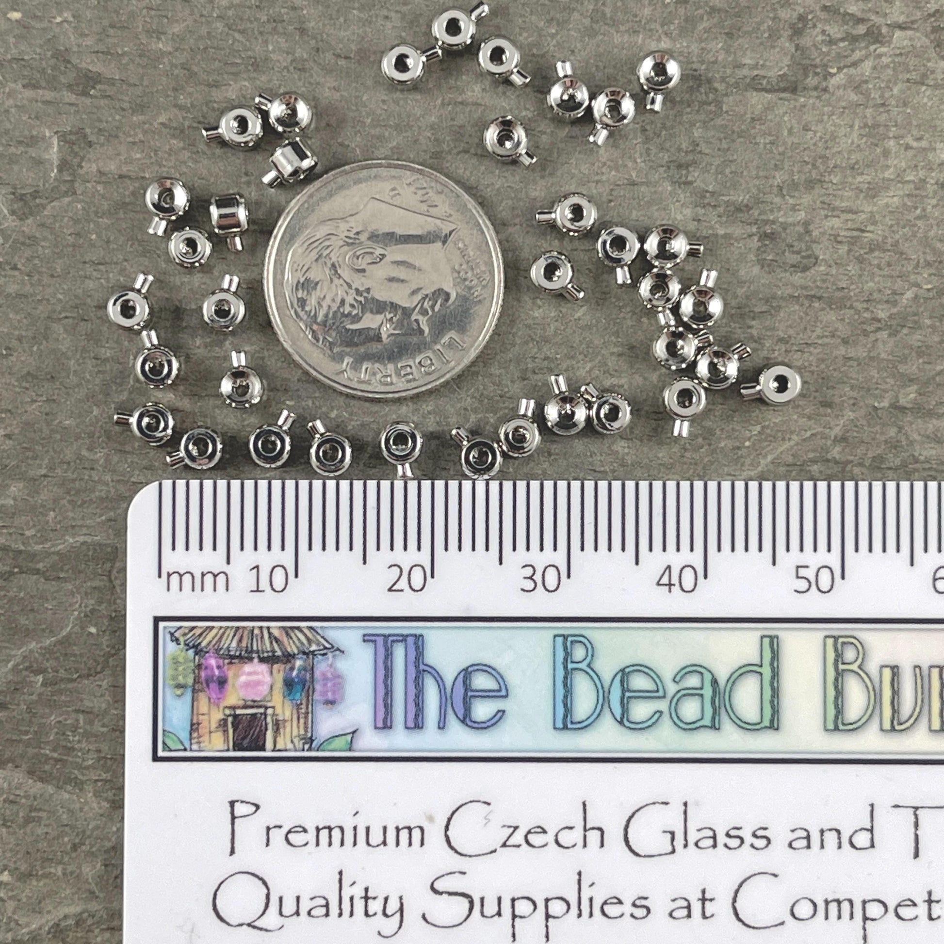 4mm One-Step Crimp Beads for Wire, Platinum Silver Plated Brass (P223-35P) * Qty. 200