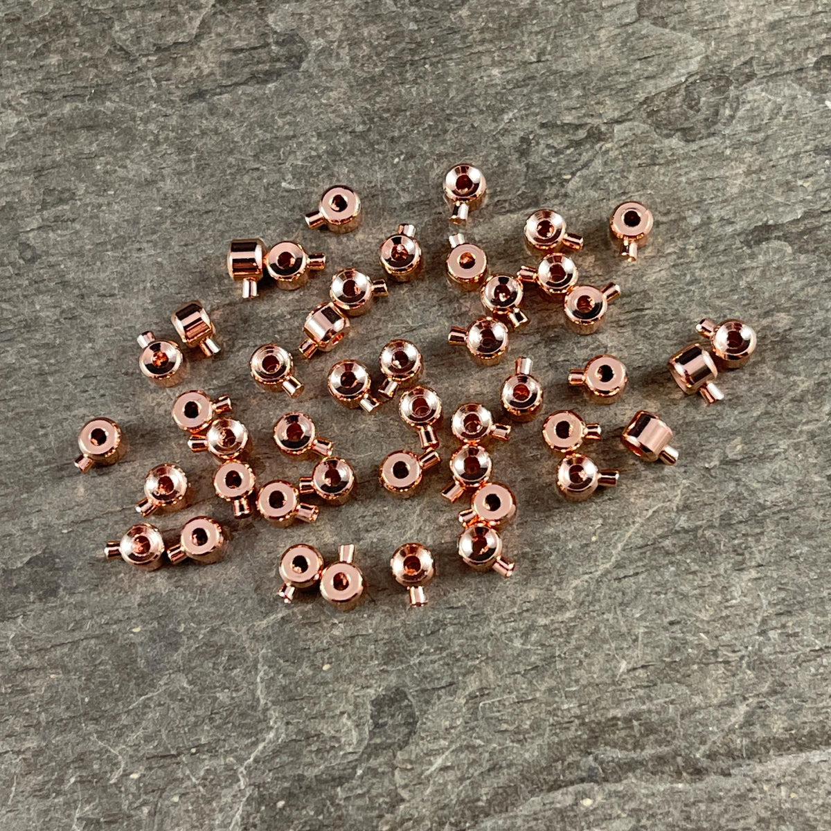 4mm One-Step Crimp Beads for Wire, Rose Gold Plated Brass (Z030-17A-RG) * Qty. 20