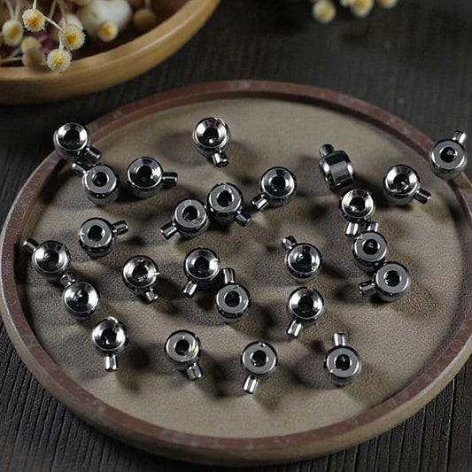 4mm One-Step Crimp Beads for Wire, Gunmetal Black Plated Brass (Z030-17B-B) * Qty. 20