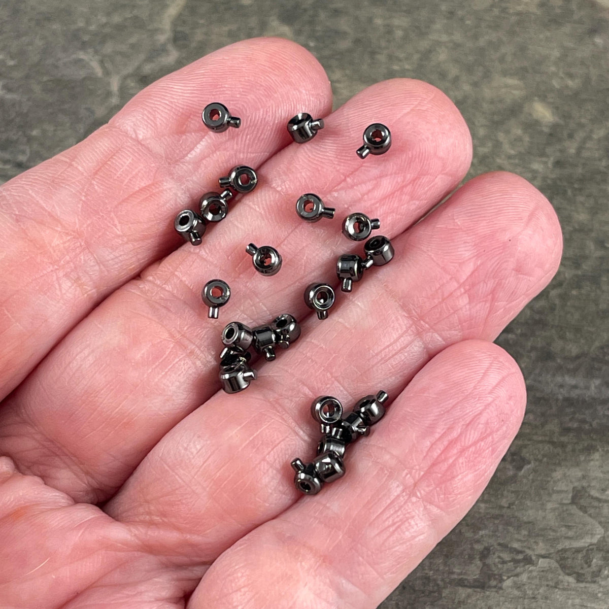 4mm One-Step Crimp Beads for Wire, Gunmetal Black Plated Brass (Z030-17B-B) * Qty. 30