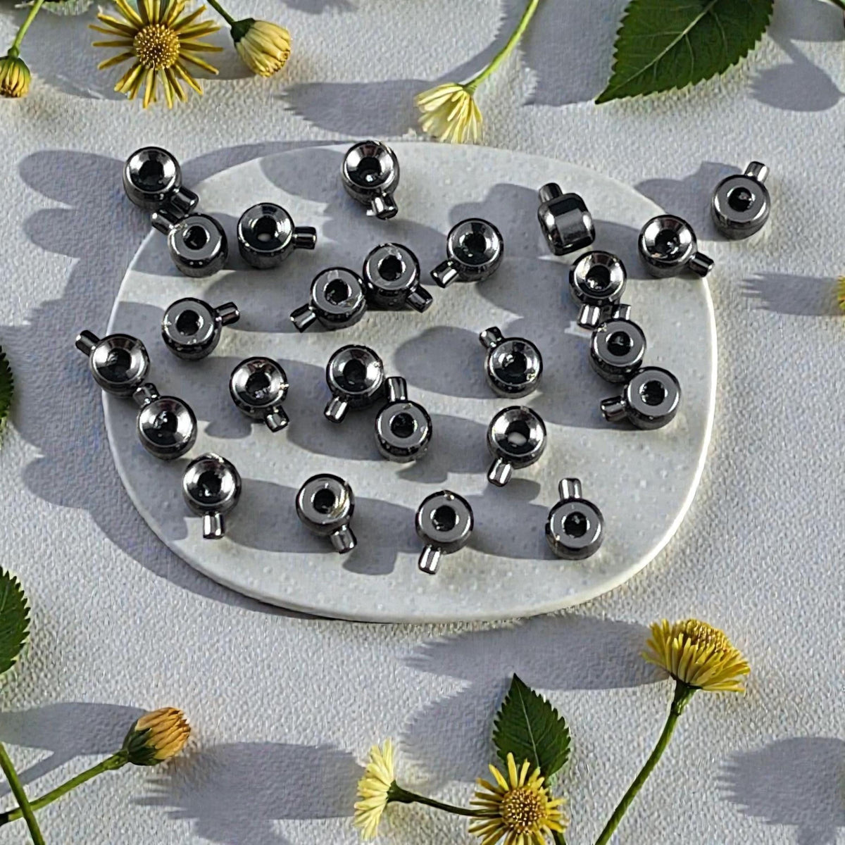 4mm One-Step Crimp Beads for Wire, Gunmetal Black Plated Brass (Z030-17B-B) * Qty. 30