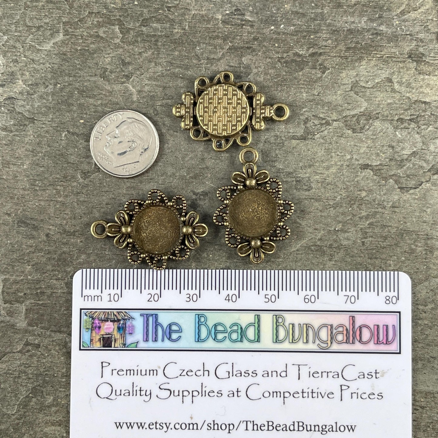 12mm Cabochon Bezel, 30x21mm Antiqued Brass Tibetan Style Pendant (M018-131AB) * Qty. 20
