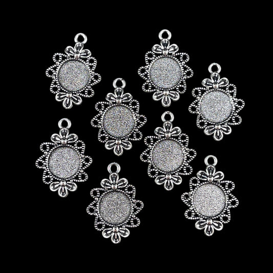 12mm Cabochon Bezel, 30x20mm Antiqued Silver Tibetan Style Pendant (R344-247AS) * Qty. 20