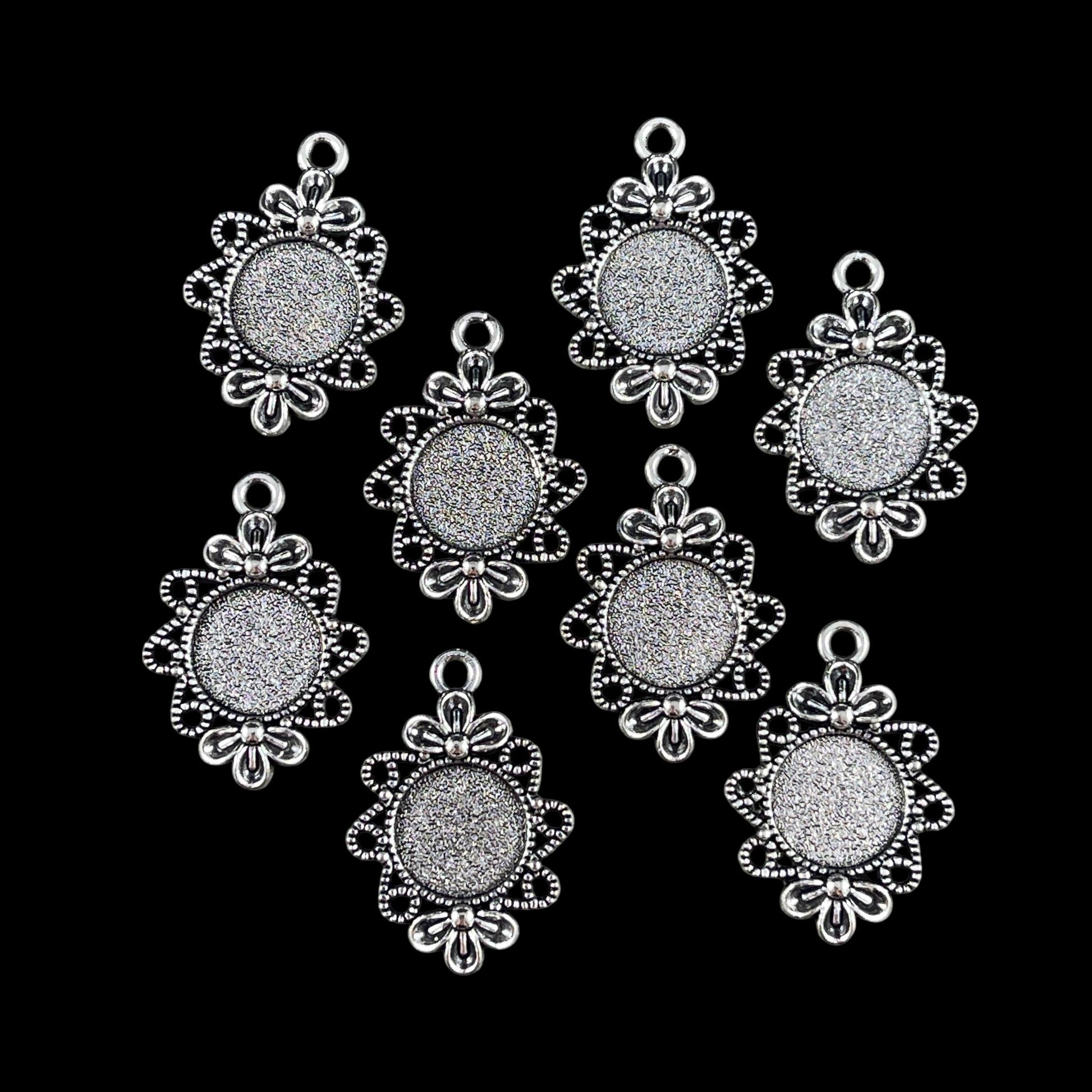 12mm Cabochon Bezel, 30x20mm Antiqued Silver Tibetan Style Pendant (R344-247AS) * Qty. 20