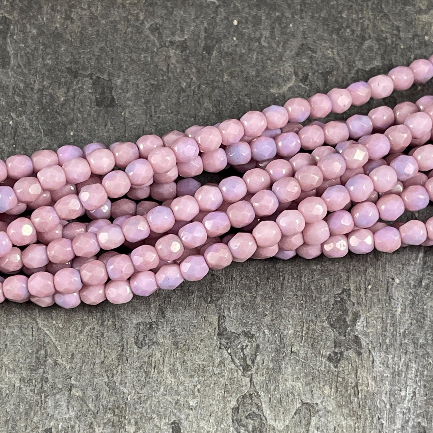 Czech Glass Beads - 4mm Faceted Round, Dusty Pink and Pale Purple (FP4/PP) * Qty. 50