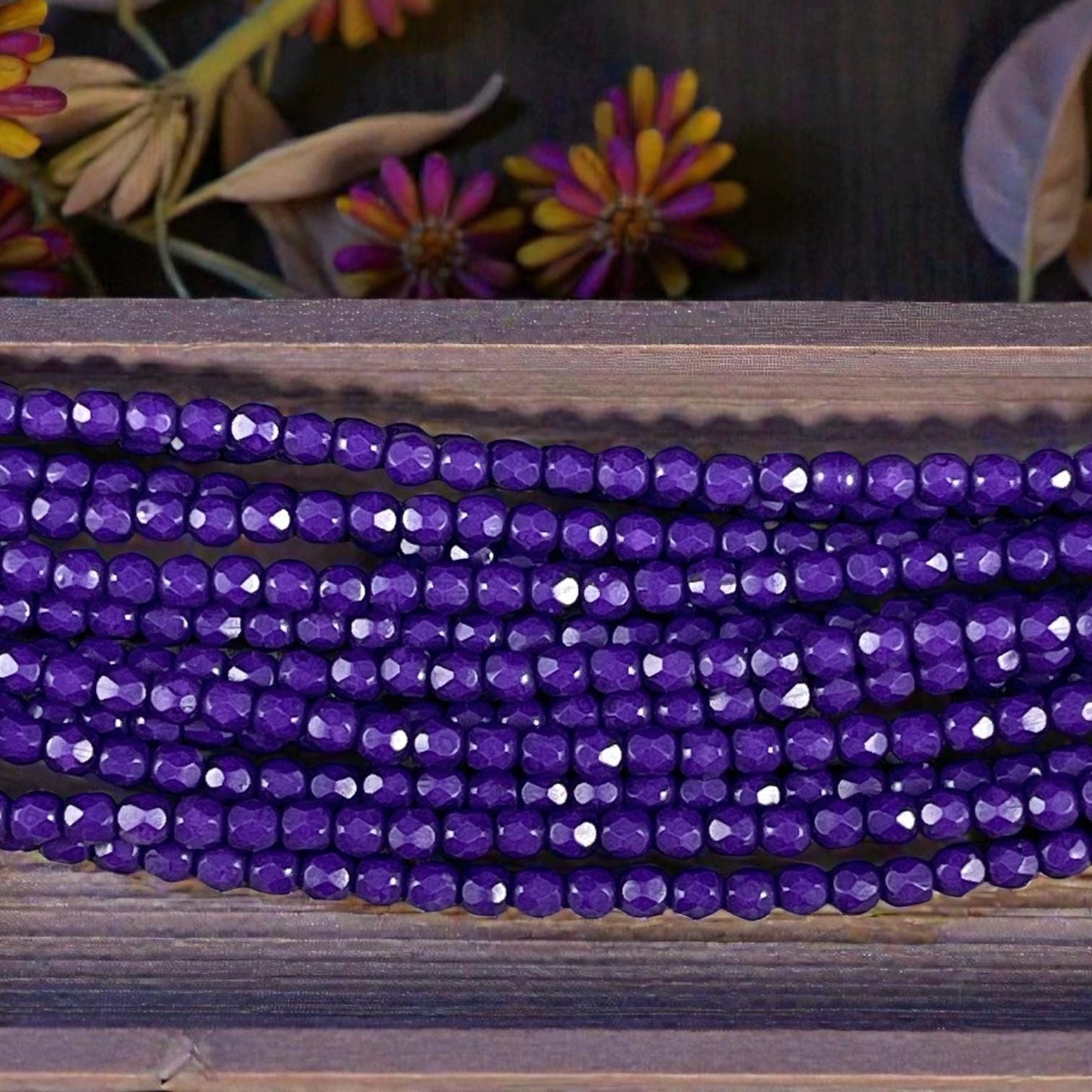 Czech Glass Beads - 3mm Faceted Round, Opaque Dark Purple (FP3/OP) * Qty. 50