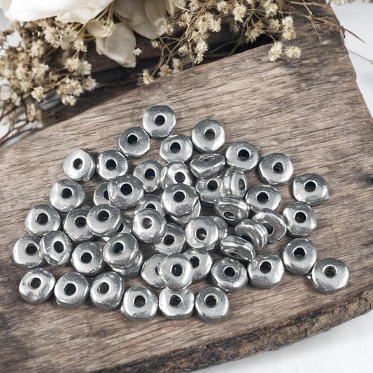 TierraCast 5mm Heishi Nugget, Organic Rondelle Spacer, Antiqued Pewter (PF/398-04) * Qty. 30
