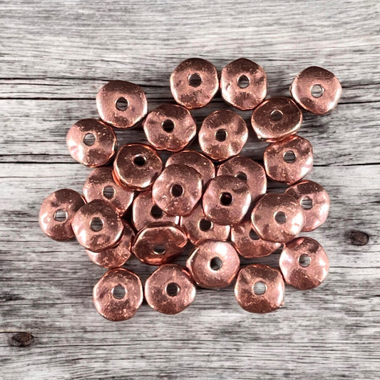 7mm Nugget Rondelle, Antiqued Copper Plated TierraCast Spacer Beads (PF/399-87) * 20 Beads