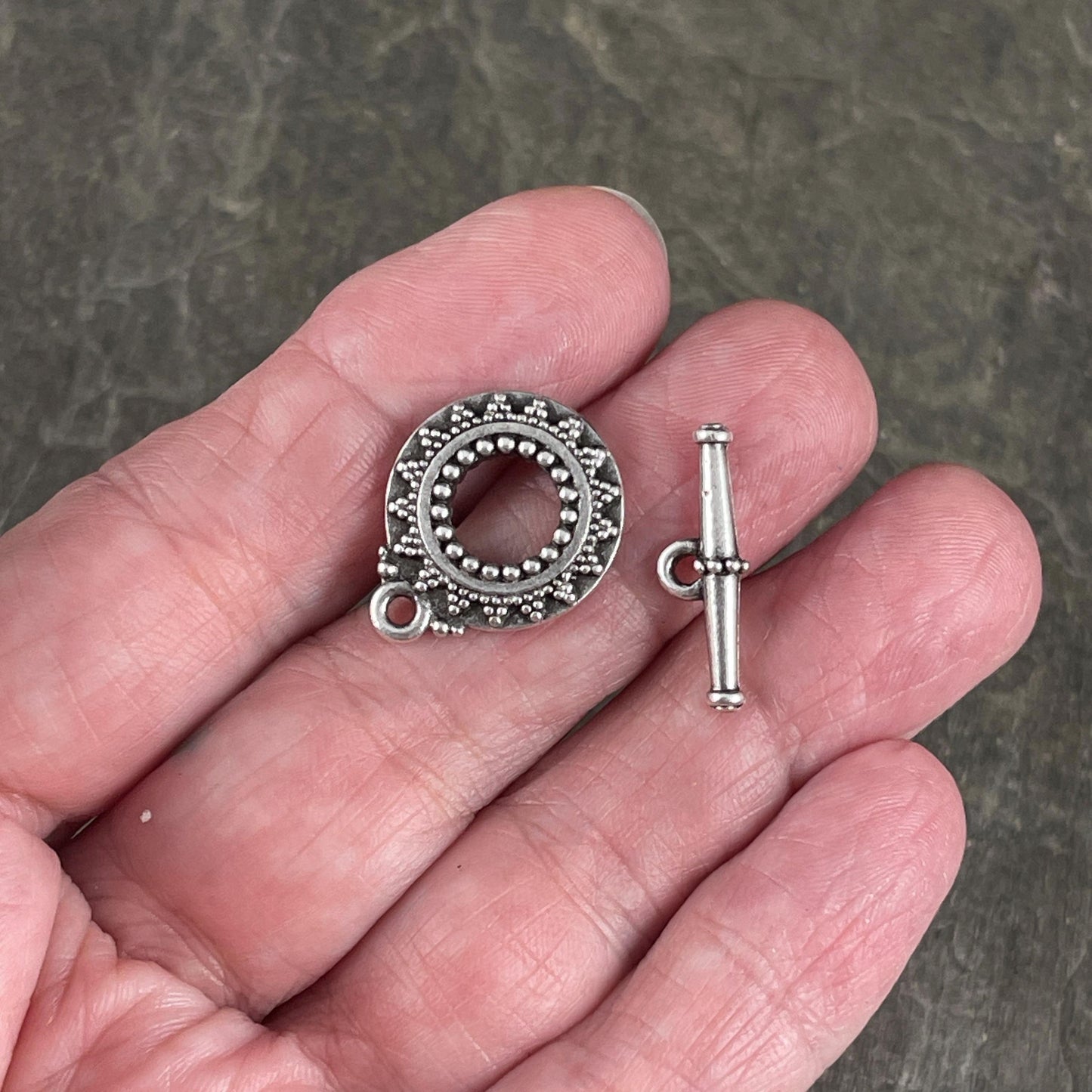TierraCast 20mm Bali Toggle Clasps, Antiqued Silver Plated (PF/945-77) * Qty. 2