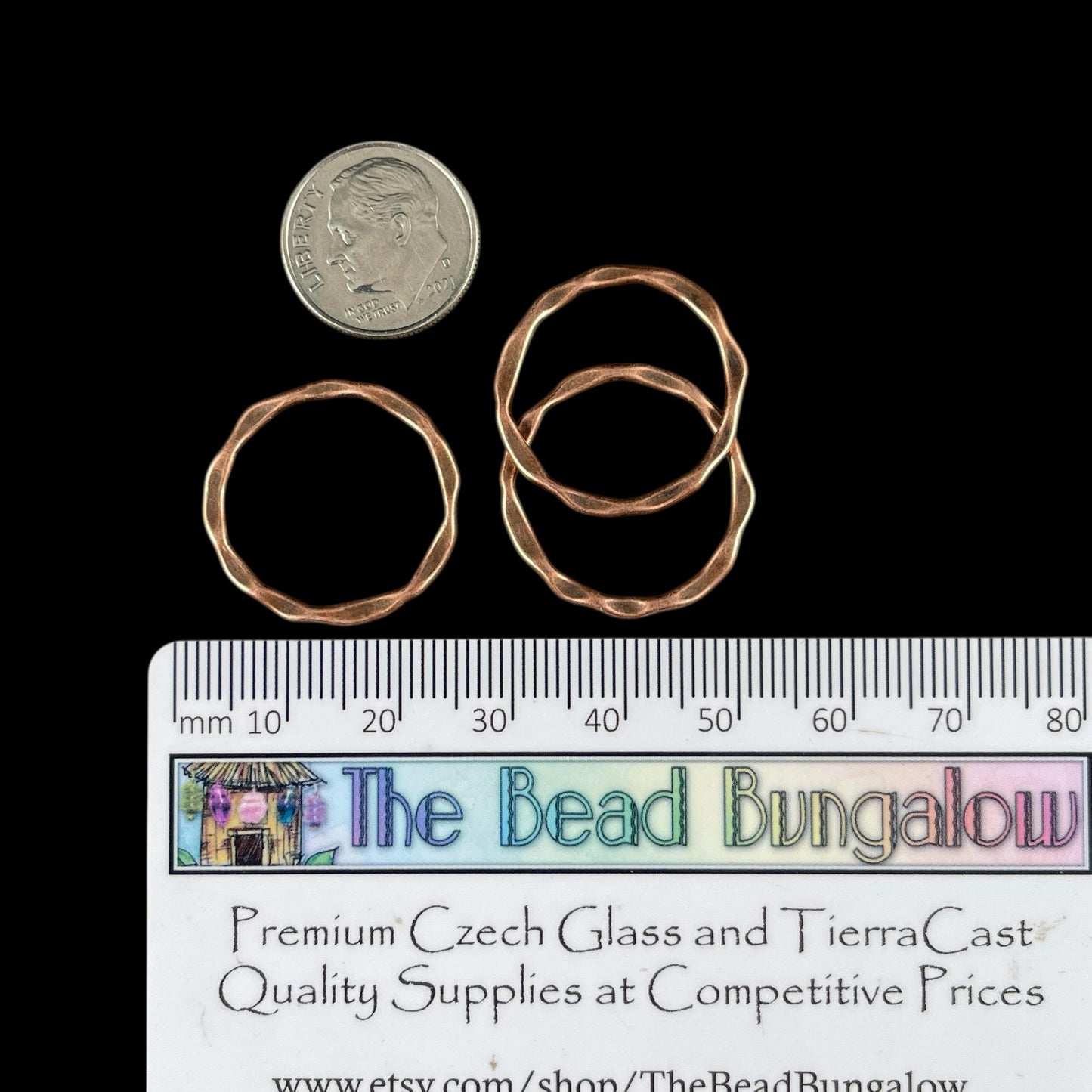 22mm Flat Linking Ring, Antiqued Copper Plated Circle Connector, Nickel Free (A017-R-NF) * Qty. 30