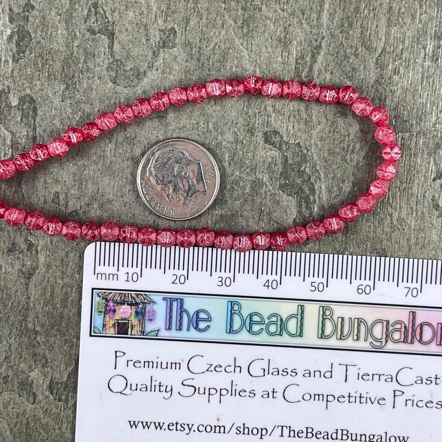 Czech Glass Beads - 4mm English Cut, Ruby Red with Pink Wash and Etched Finish (EC/N-0118) * Qty. 50