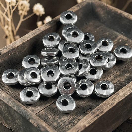 TierraCast 6.5mm Organic Rondelle with 2mm Hole, Antiqued Pewter (PF/409-00) * Qty. 20