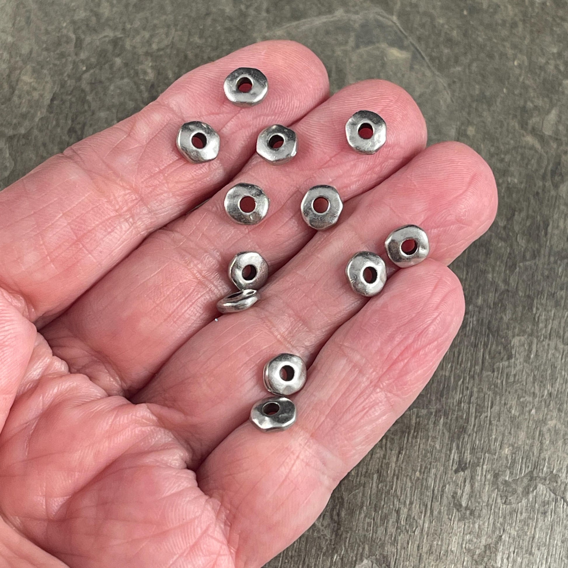 TierraCast 6.5mm Organic Rondelle with 2mm Hole, Antiqued Pewter (PF/409-00) * Qty. 20