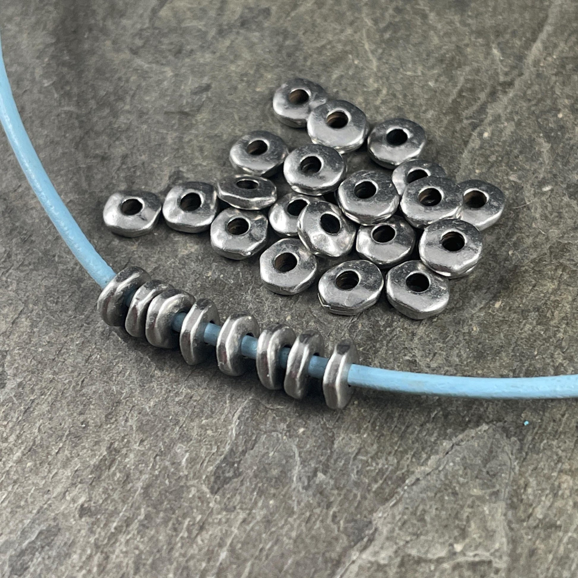 TierraCast 6.5mm Organic Rondelle with 2mm Hole, Antiqued Pewter (PF/409-00) * Qty. 20