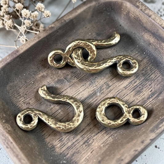 TierraCast Hook and Eye Clasp, Antiqued Brass Plated Pewter (PF/977-57) * Qty. 3