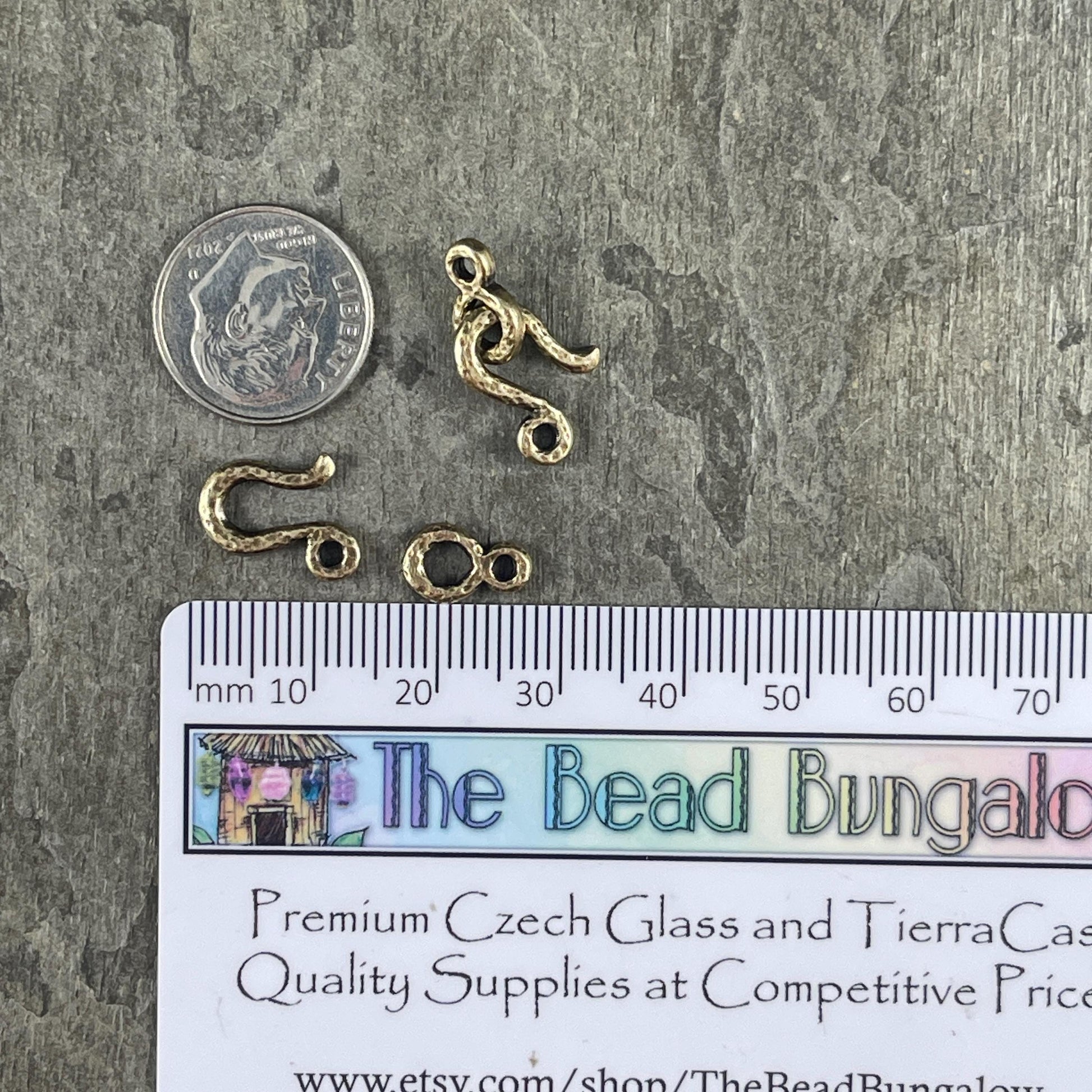 TierraCast Hook and Eye Clasp, Antiqued Brass Plated Pewter (PF/977-57) * Qty. 3