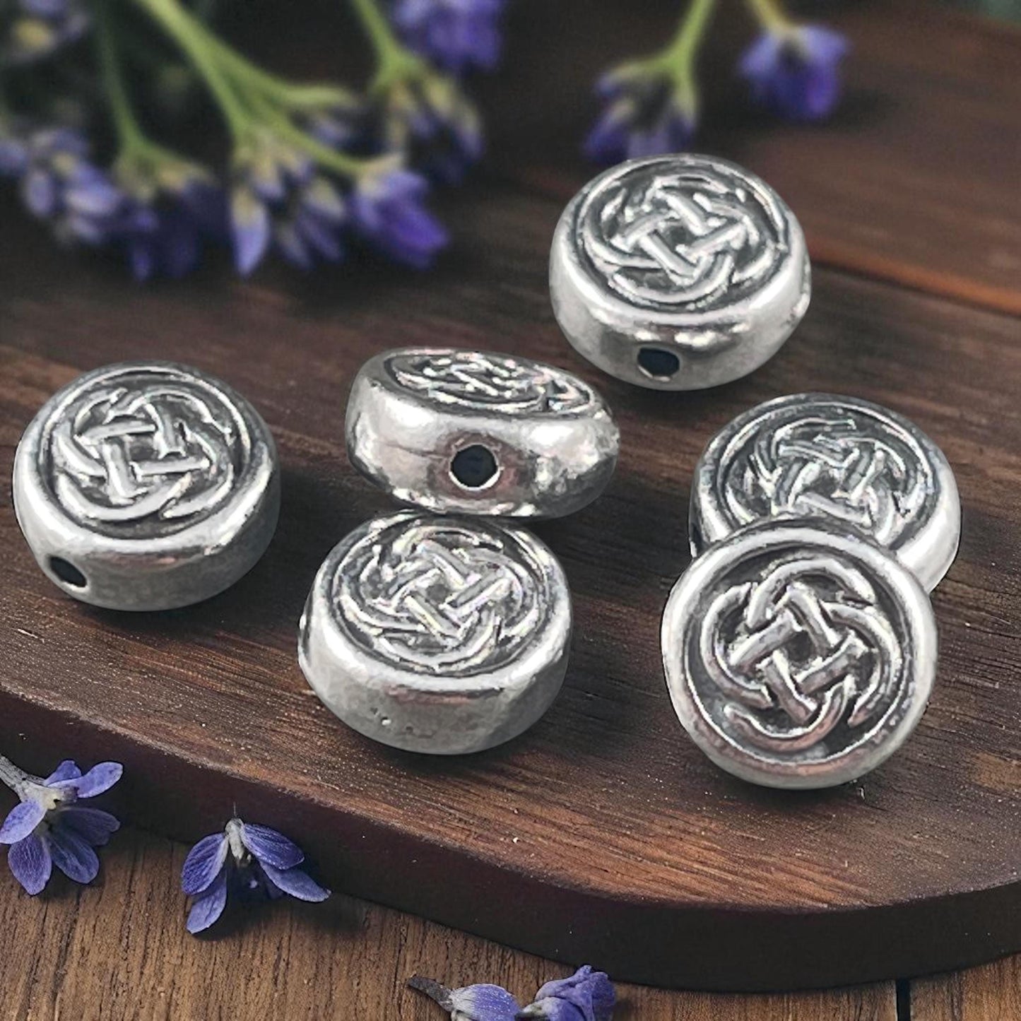 TierraCast 7mm Celtic Knot Bead, Antiqued Silver Plated Pewter (PF/758-77) * Qty. 6