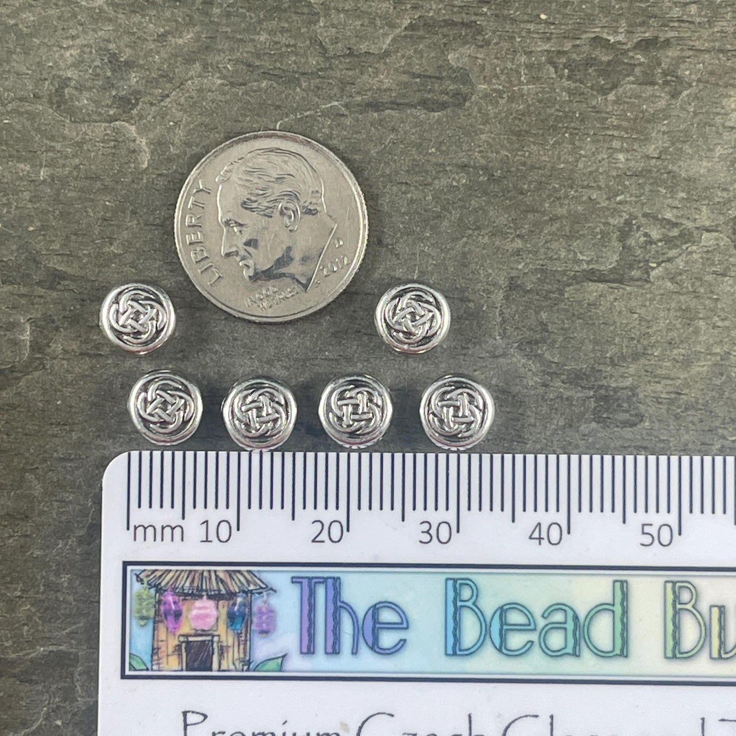 TierraCast 7mm Celtic Knot Bead, Antiqued Silver Plated Pewter (PF/758-77) * Qty. 6