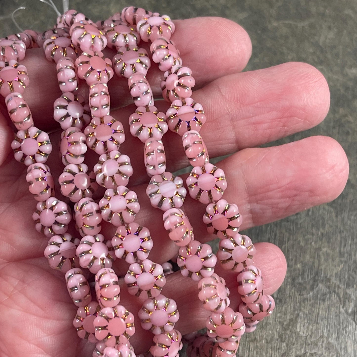 Czech Glass Beads - 9mm Cactus Flower, Mauve and Rose Pink with Sliperit Finish (N-0617) * 20 Beads