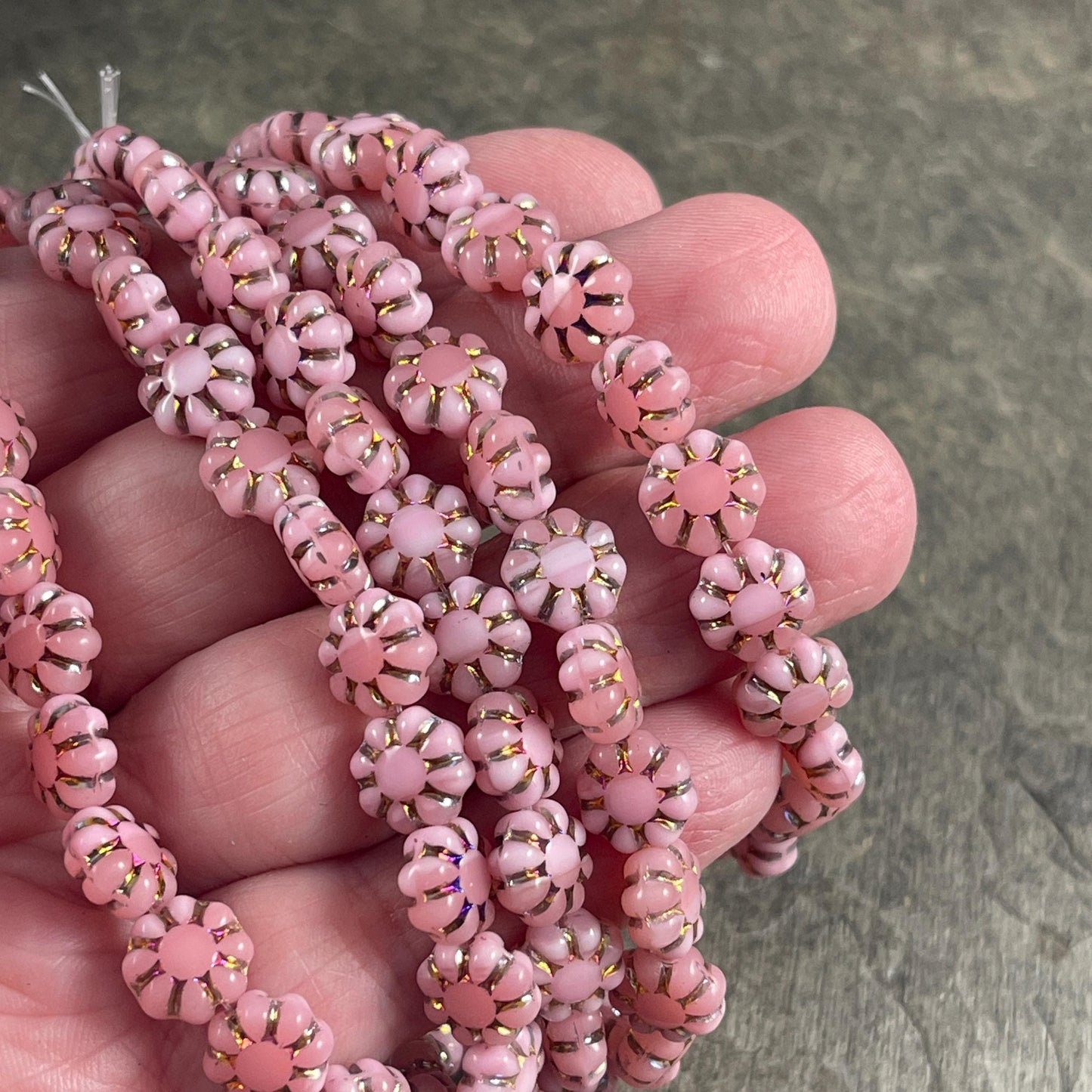 Czech Glass Beads - 9mm Cactus Flower, Mauve and Rose Pink with Sliperit Finish (N-0617) * 20 Beads