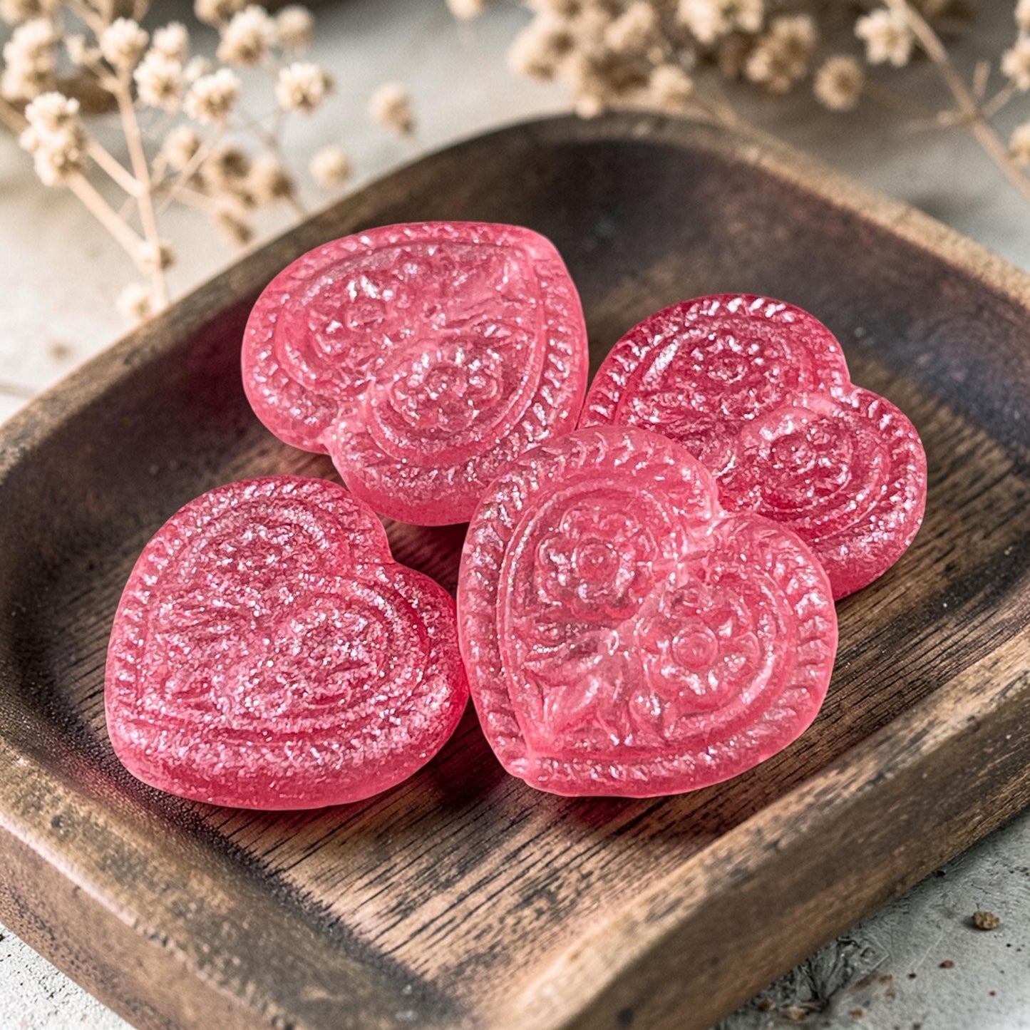 Czech Glass Beads - 18mm Heart Bead, Watermelon with AB (FH-3) * 6 Beads