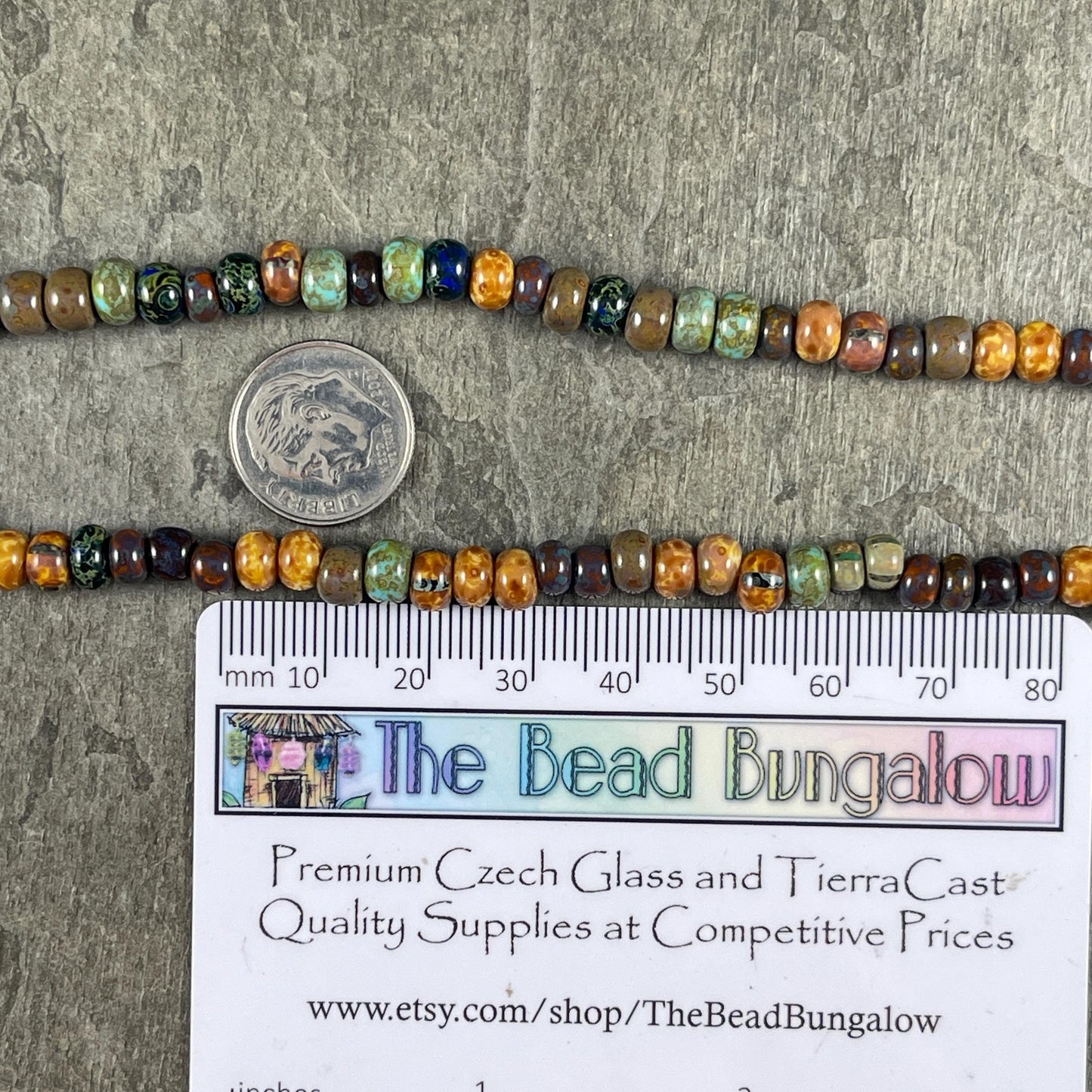 Aged Picasso Seed Beads - 2/0-3/0 Czech Glass, Rustic Earthtone Bead Mix (2/0-Caribbean) * 20" Strand