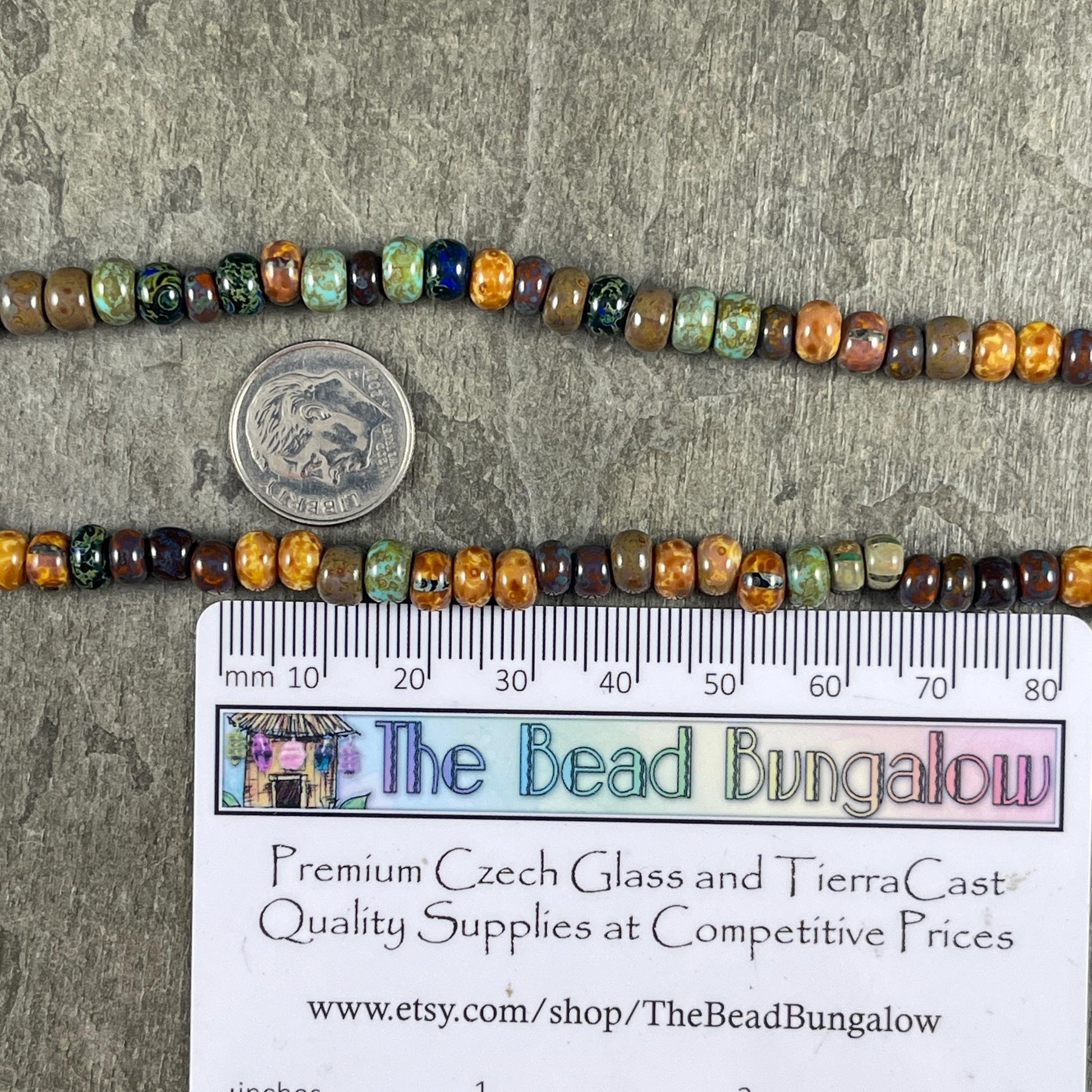 Aged Picasso Seed Beads - 2/0-3/0 Czech Glass, Rustic Earthtone Bead Mix (2/0-Caribbean) * 20" Strand