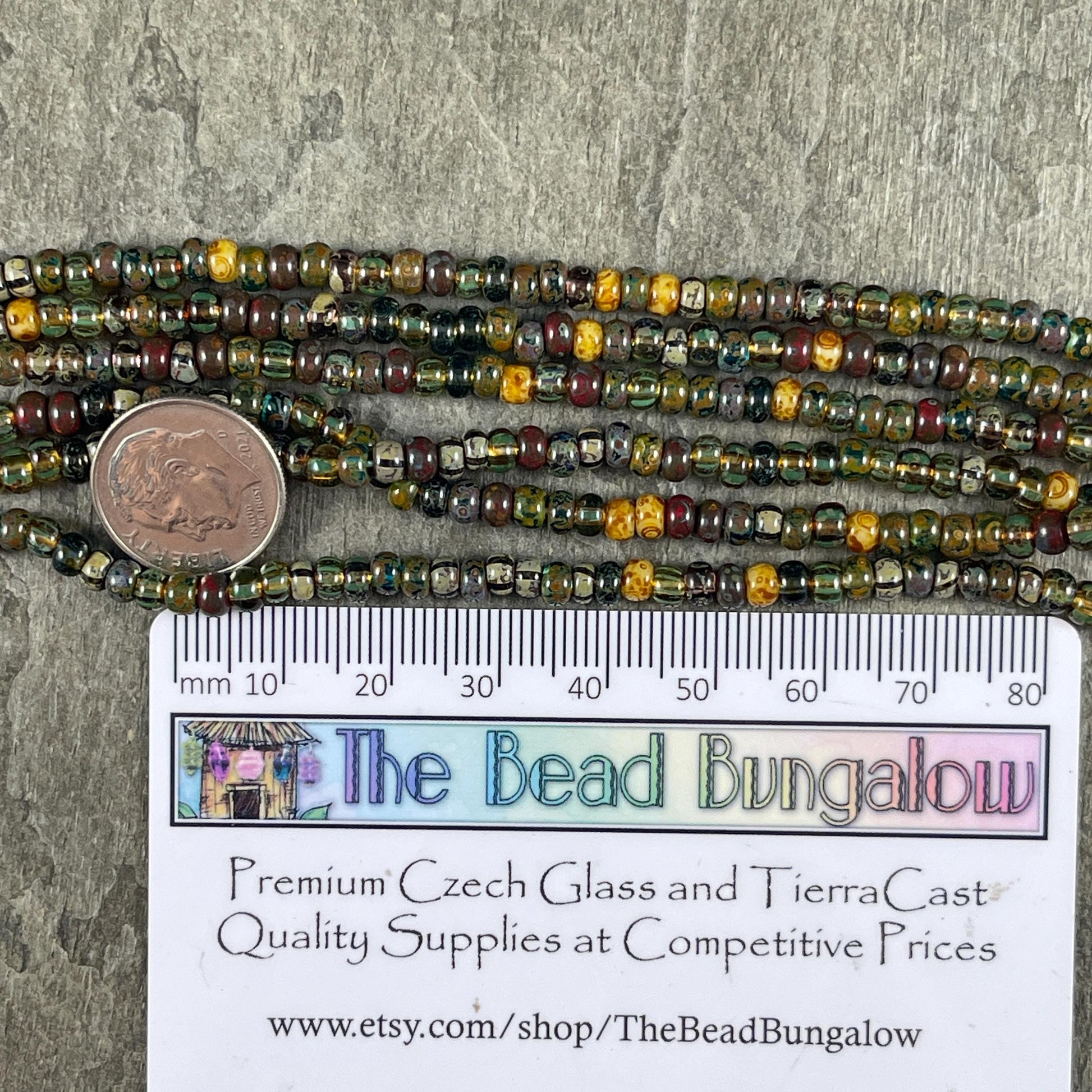 Aged Picasso Beads - 4mm Czech Glass Earth-tone Picasso Beads (6/0-BearStriped) * 20" strand