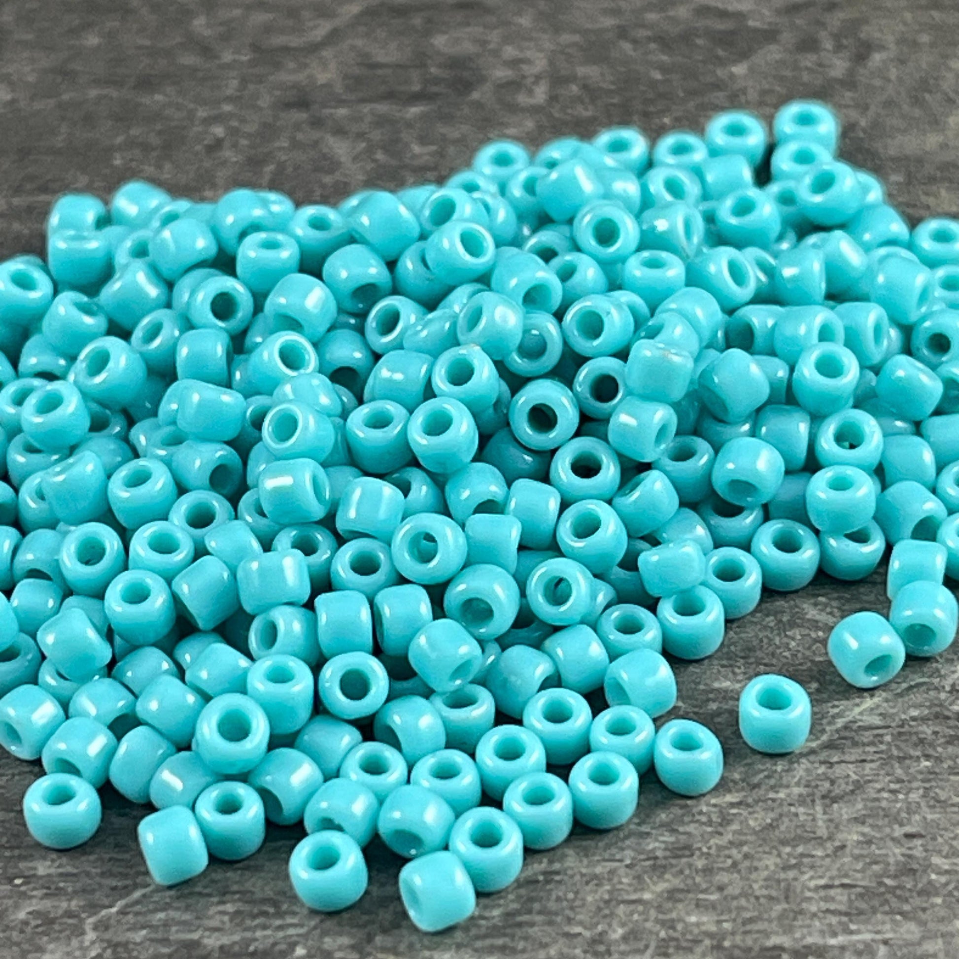 TOHO 8/0 Glass Seed Beads, Opaque Turquoise Beads (T8/SM-055) 2.25mm Turquoise Beads * Qty. 20 grams