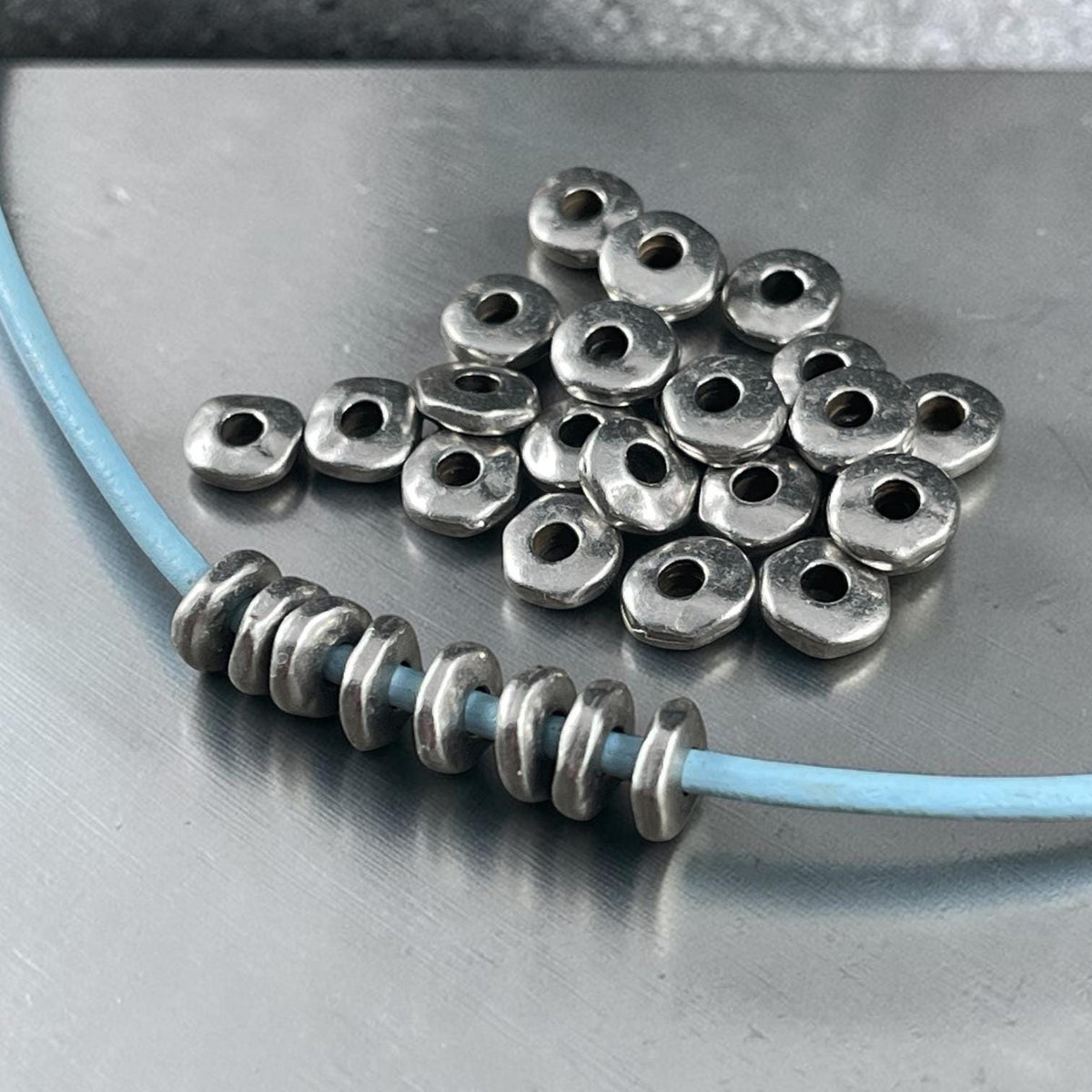 TierraCast 6.5mm Organic Rondelle with 2mm Hole, Antiqued Pewter (PF/409-04) * Qty. 20