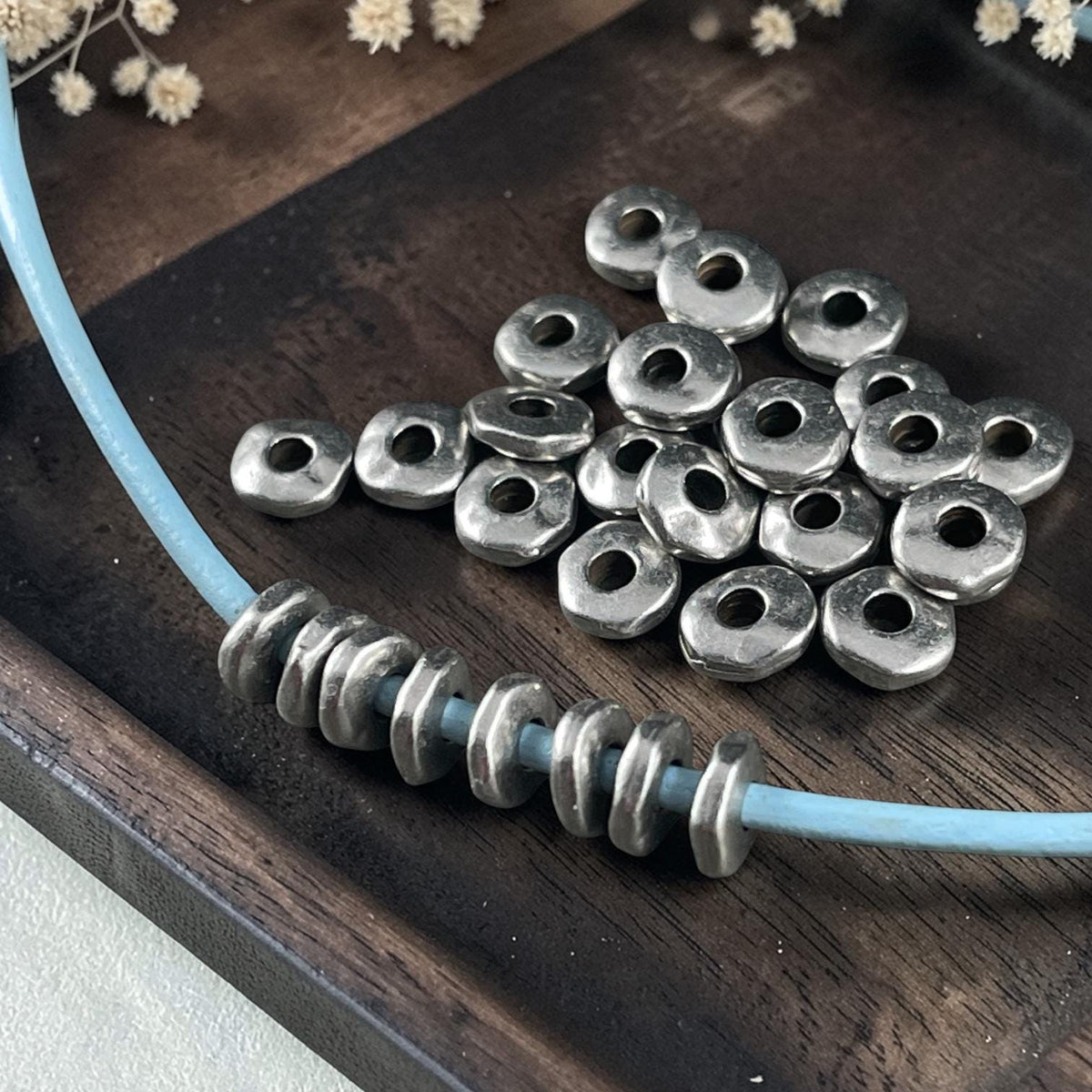 TierraCast 6.5mm Organic Rondelle with 2mm Hole, Antiqued Pewter (PF/409-04) * Qty. 20