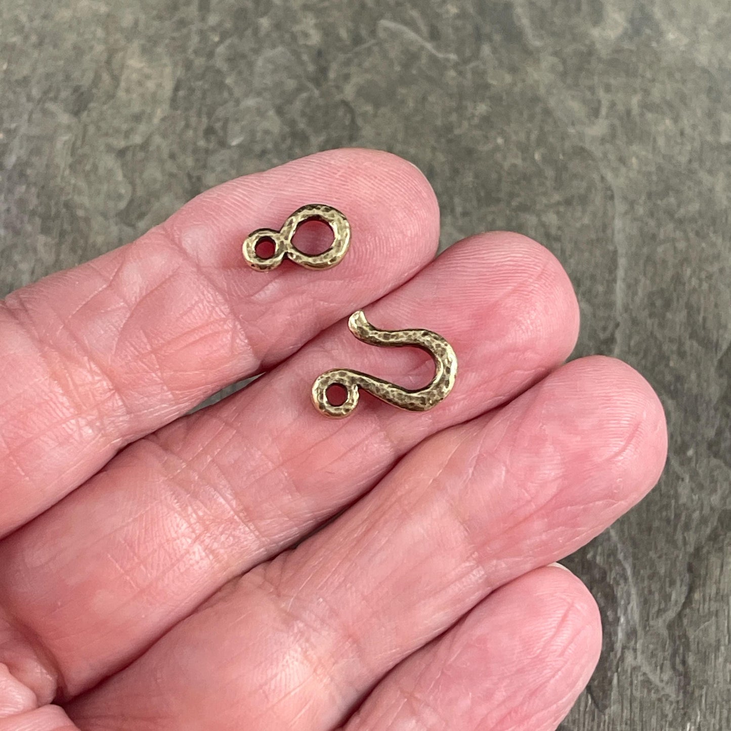 TierraCast Hook and Eye Clasp, Antiqued Brass Plated Pewter (PF/977-57) * Qty. 3