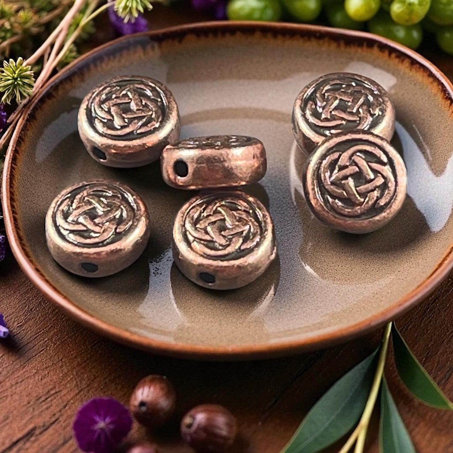 TierraCast 7mm Celtic Knot Bead, Antiqued Copper Plated Pewter (PF/758-87) * Qty. 6