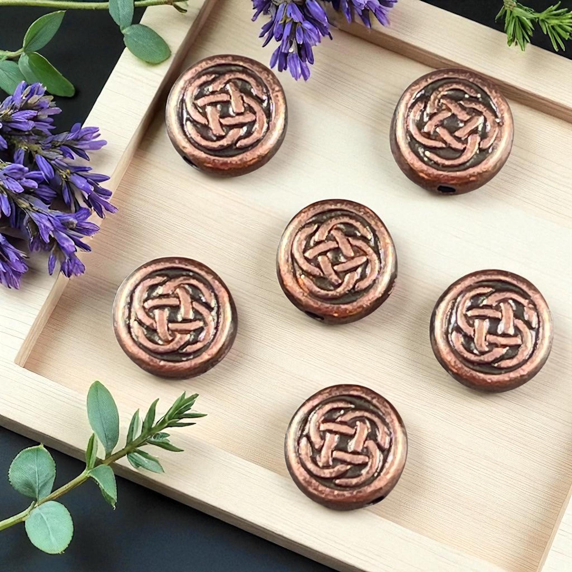 TierraCast 7mm Celtic Knot Bead, Antiqued Copper Plated Pewter (PF/758-87) * Qty. 6